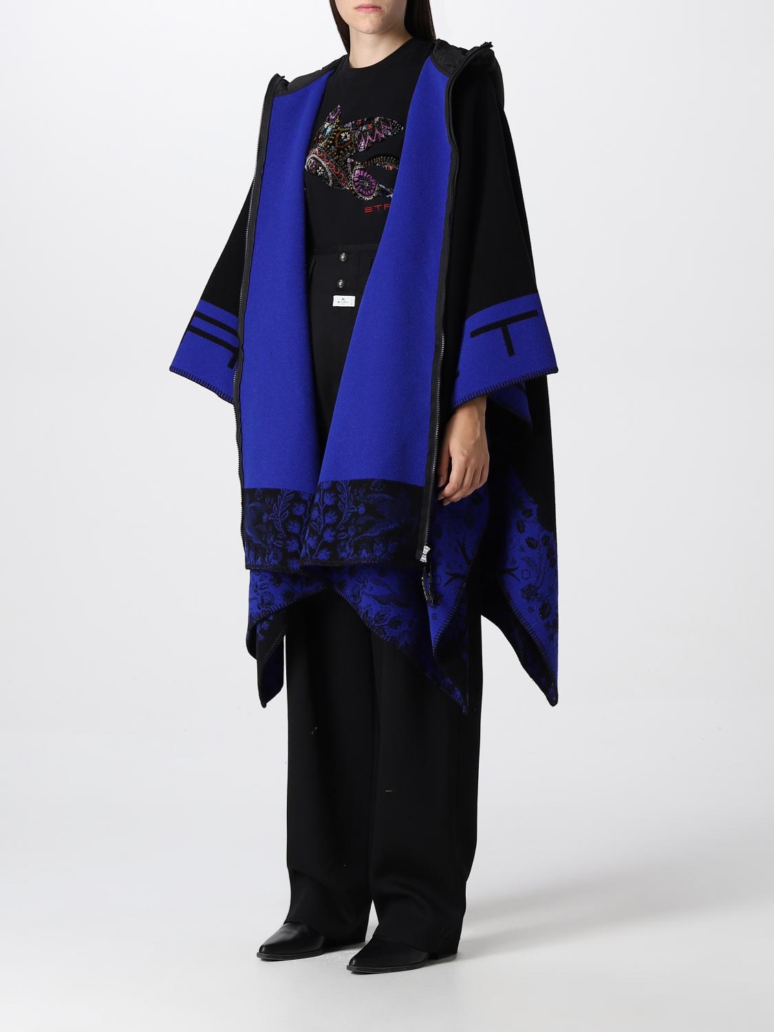 ETRO CAPE: Etro cape with hood and zipper, Black - Img 4