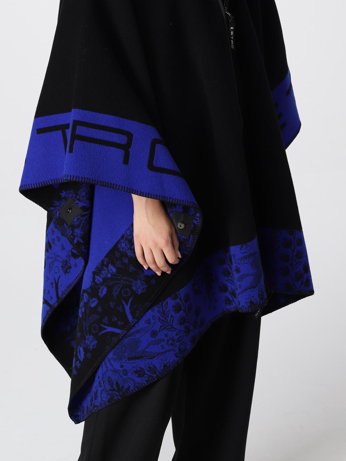 ETRO CAPE: Etro cape with hood and zipper, Black - Img 5