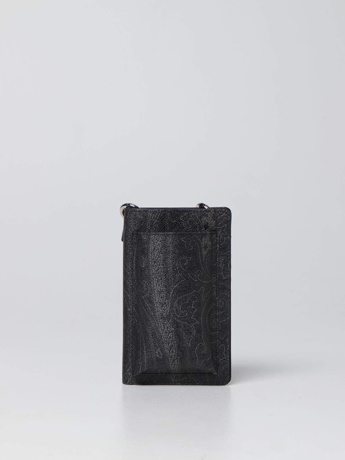 ETRO ACCESSORI TECH: Porta cellulare e carte di credito Etro con motivo Paisley, Nero - Img 1