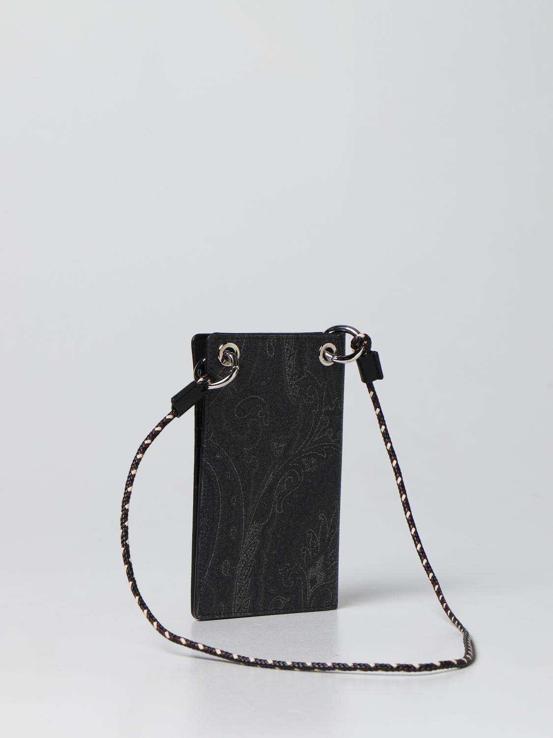 ETRO ACCESSORI TECH: Porta cellulare e carte di credito Etro con motivo Paisley, Nero - Img 3