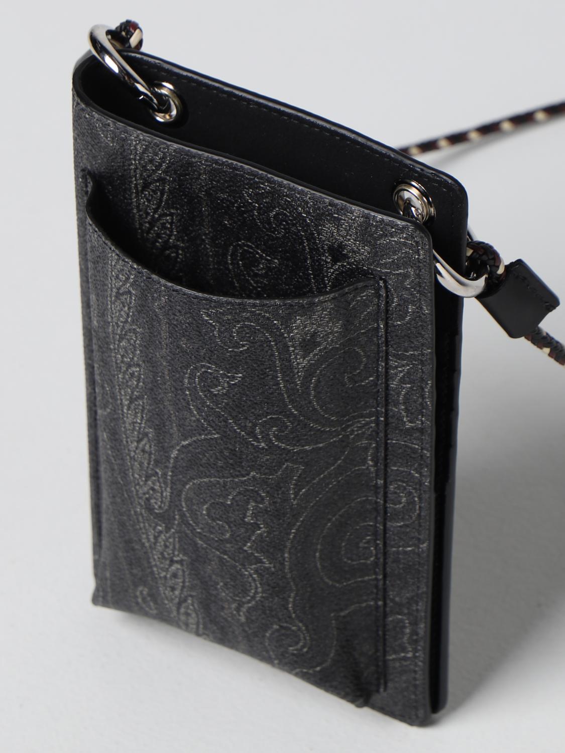 ETRO ACCESSORI TECH: Porta cellulare e carte di credito Etro con motivo Paisley, Nero - Img 4