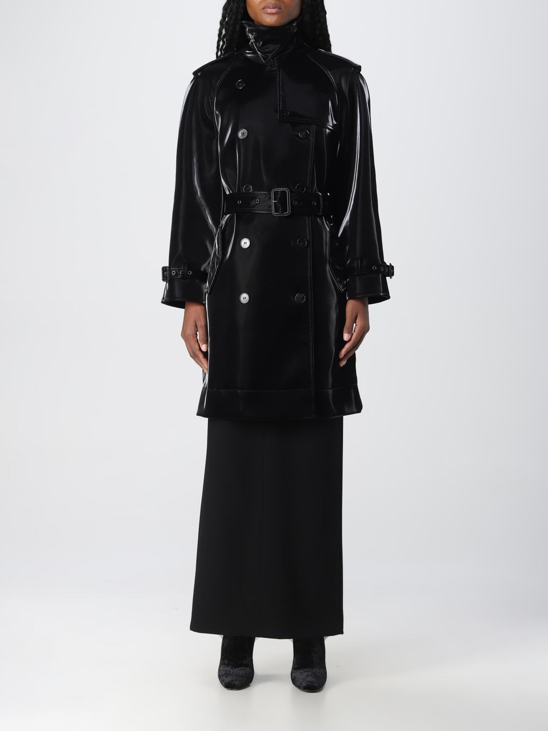 SAINT LAURENT: Trench in vinile - Nero | Cappotto Saint