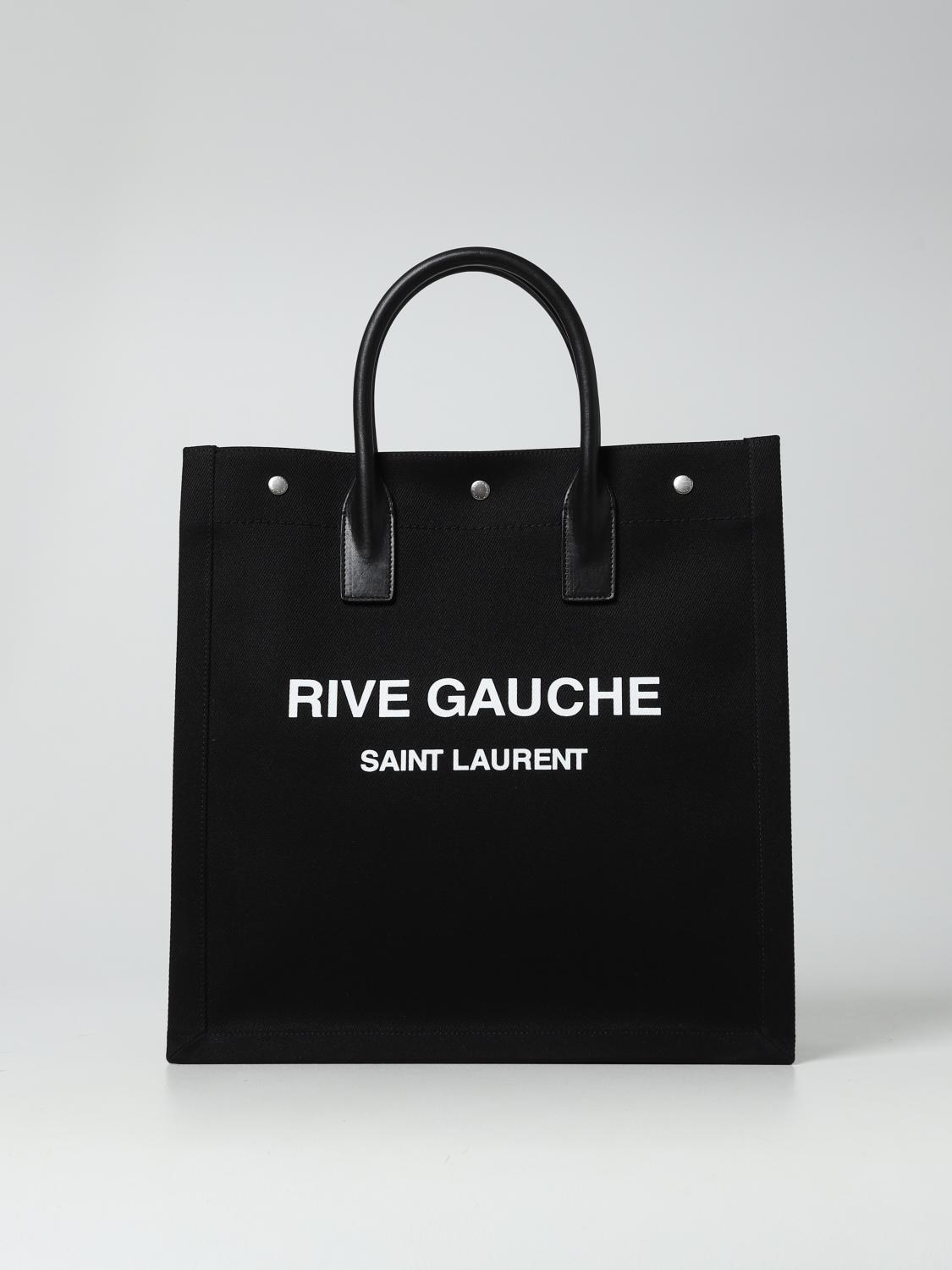 SAINT LAURENT BORSA: Borsa Tote Rive Gauche Saint Laurent in tela e pelle, Nero - Img 1