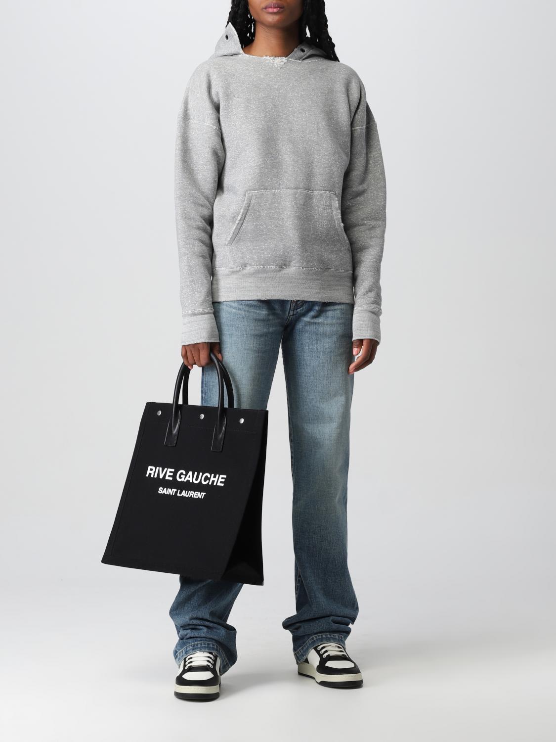 SAINT LAURENT BORSA: Borsa Tote Rive Gauche Saint Laurent in tela e pelle, Nero - Img 2