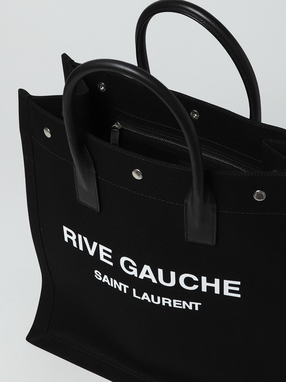 SAINT LAURENT BORSA: Borsa Tote Rive Gauche Saint Laurent in tela e pelle, Nero - Img 5