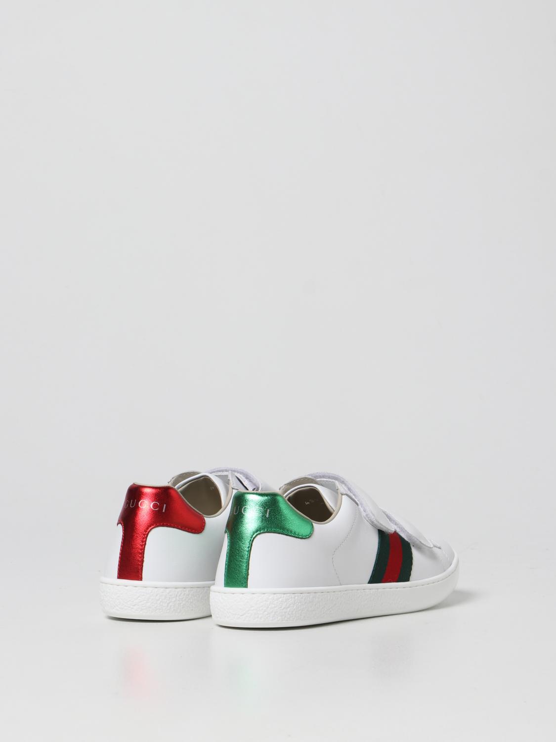 GUCCI SHOES: Gucci smooth leather sneakers, White - Img 3