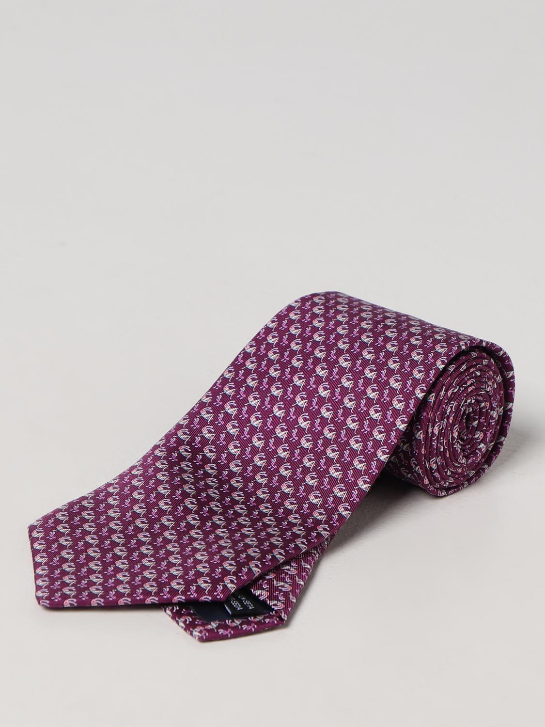 FERRAGAMO CRAVATTA: Cravatta Ferragamo in seta jacquard, Vino - Img 1