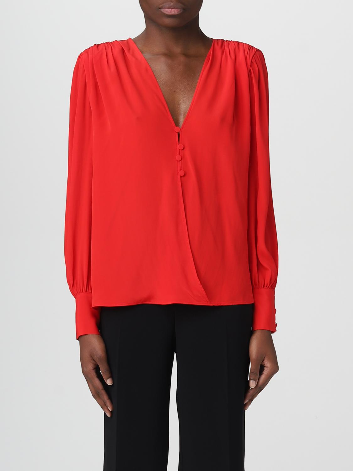 PINKO TOP: Blusa Pinko in crêpe de Chine, Rosso - Img 1