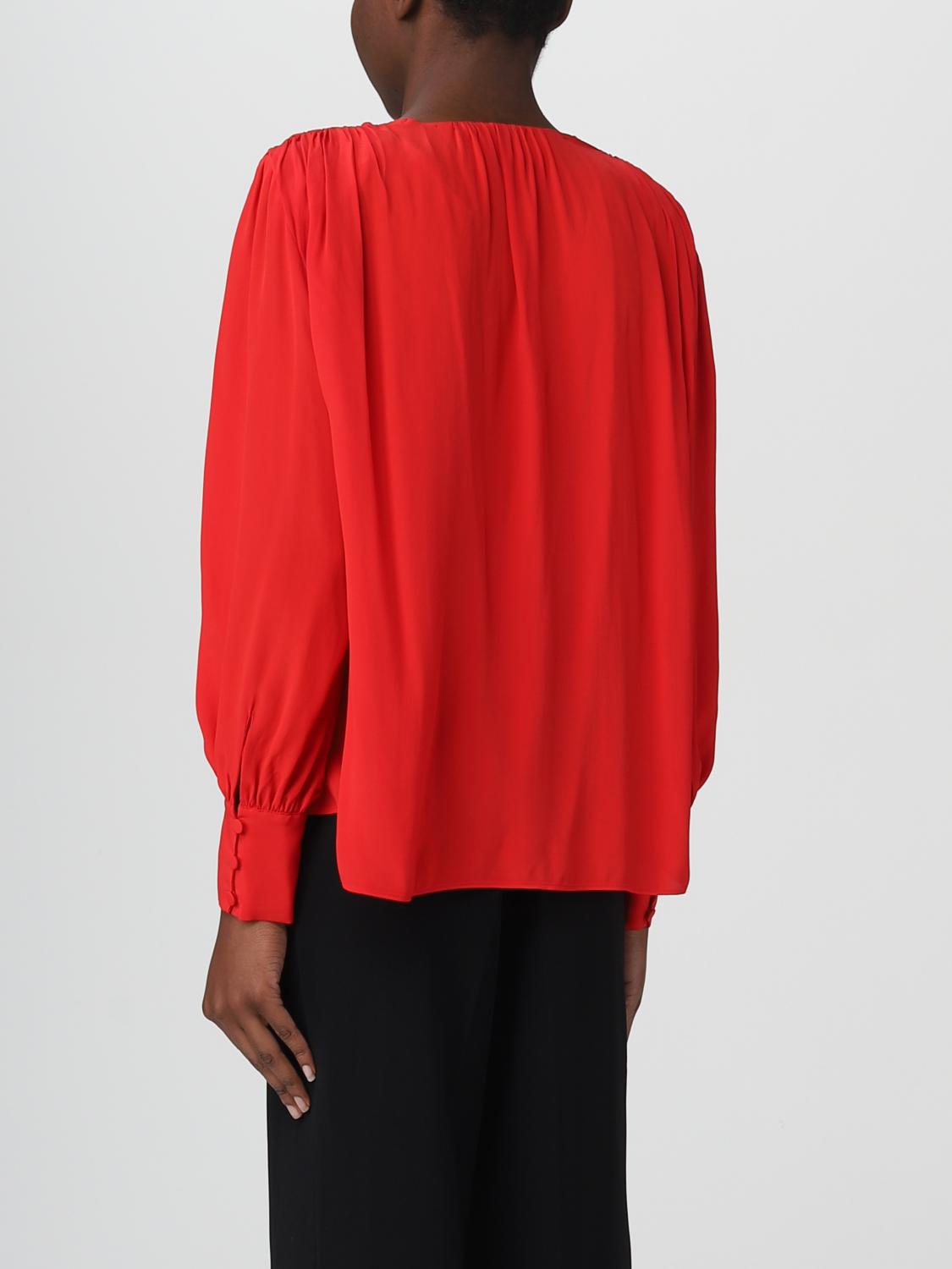 PINKO TOP: Blusa Pinko in crêpe de Chine, Rosso - Img 2