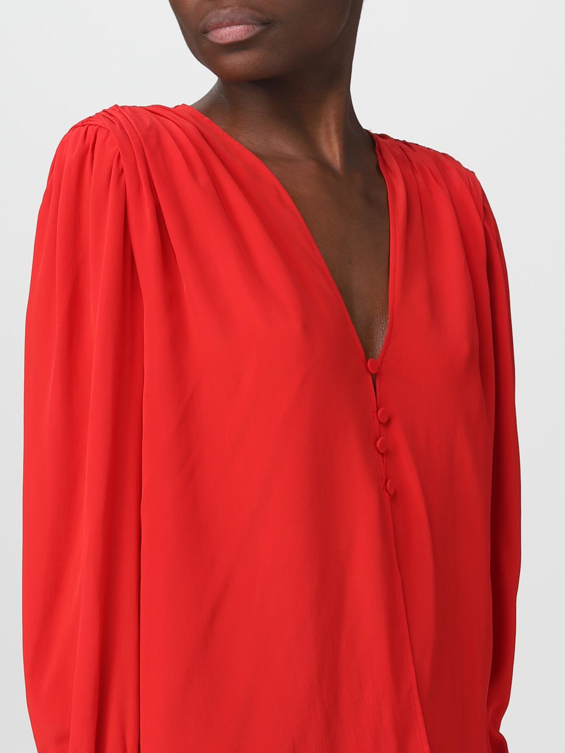 PINKO TOP: Blusa Pinko in crêpe de Chine, Rosso - Img 3