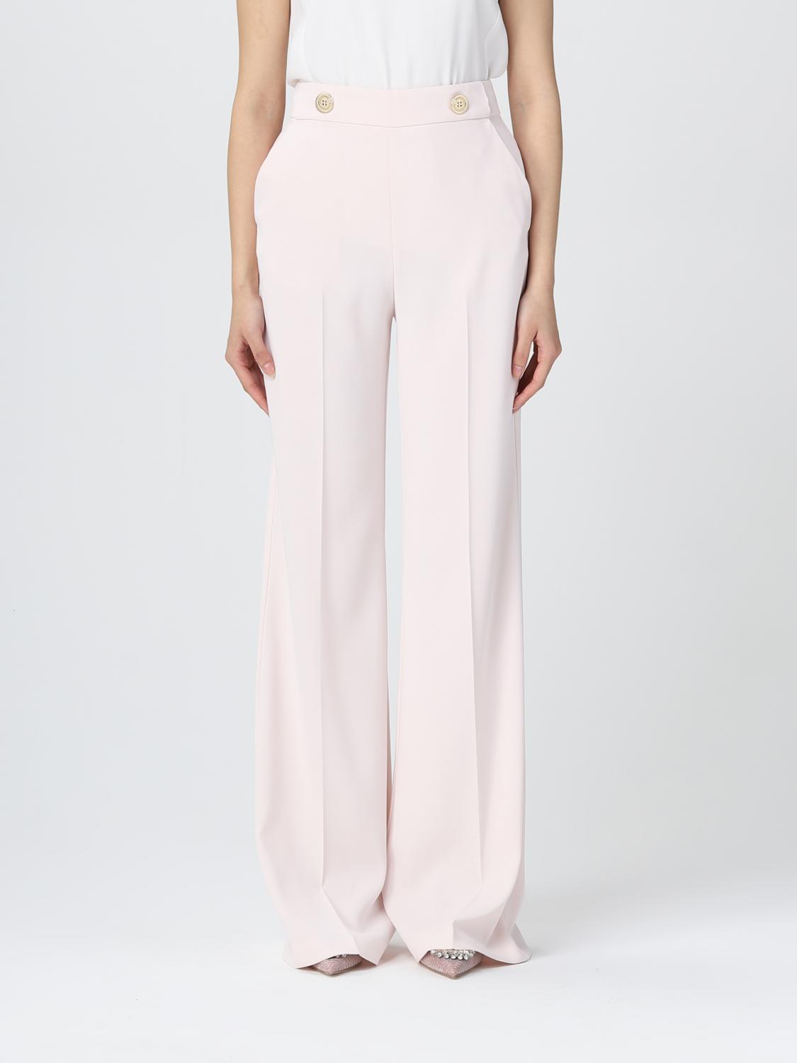 Pinko pantaloni Lexy gamba larga con cintura panna