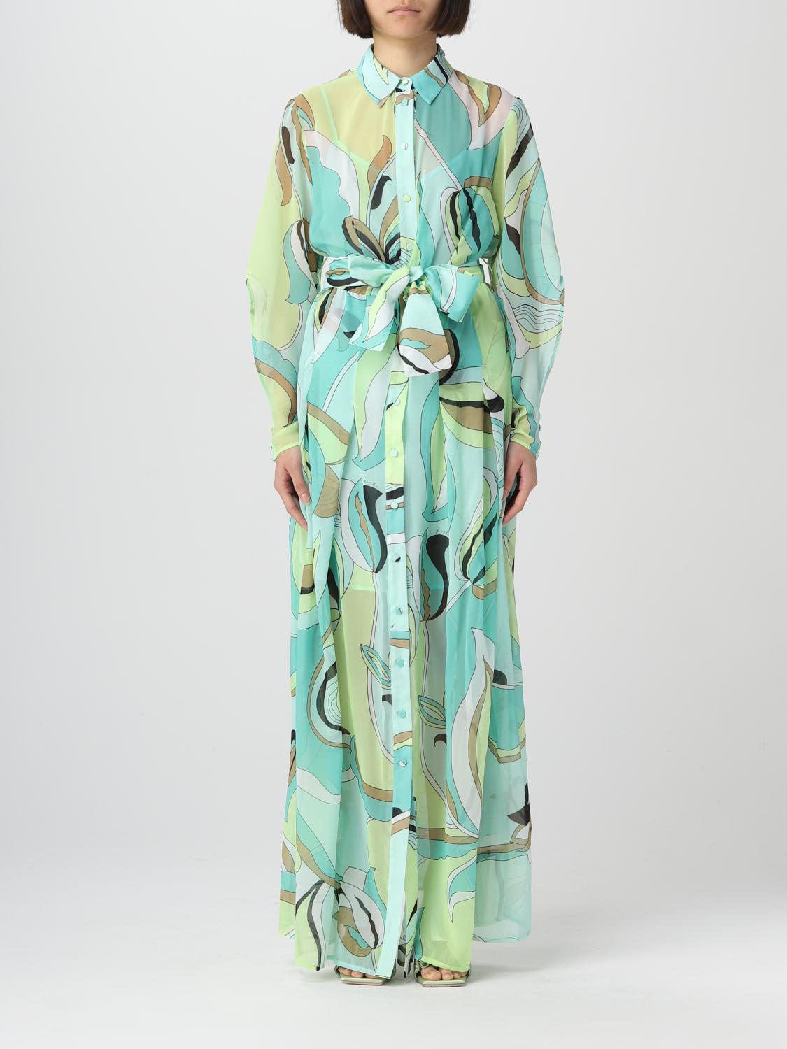 pinko dress green PINKO Maxi Dress Womans Size 4 Albanella Abito Emerald Green Floral Chiffon  NWT