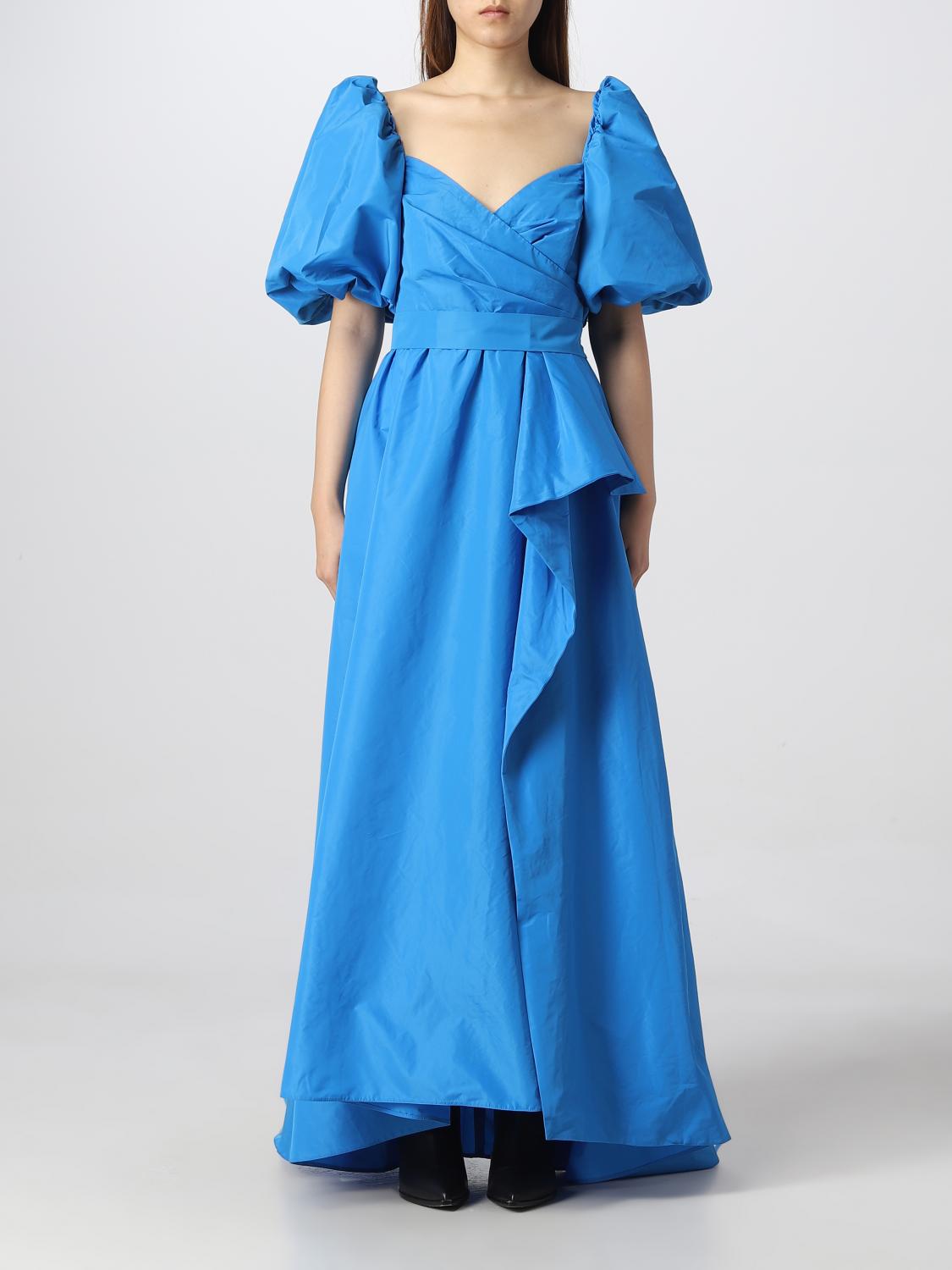 pinko dress blue Pinko Flared-sleeve Slit Dress