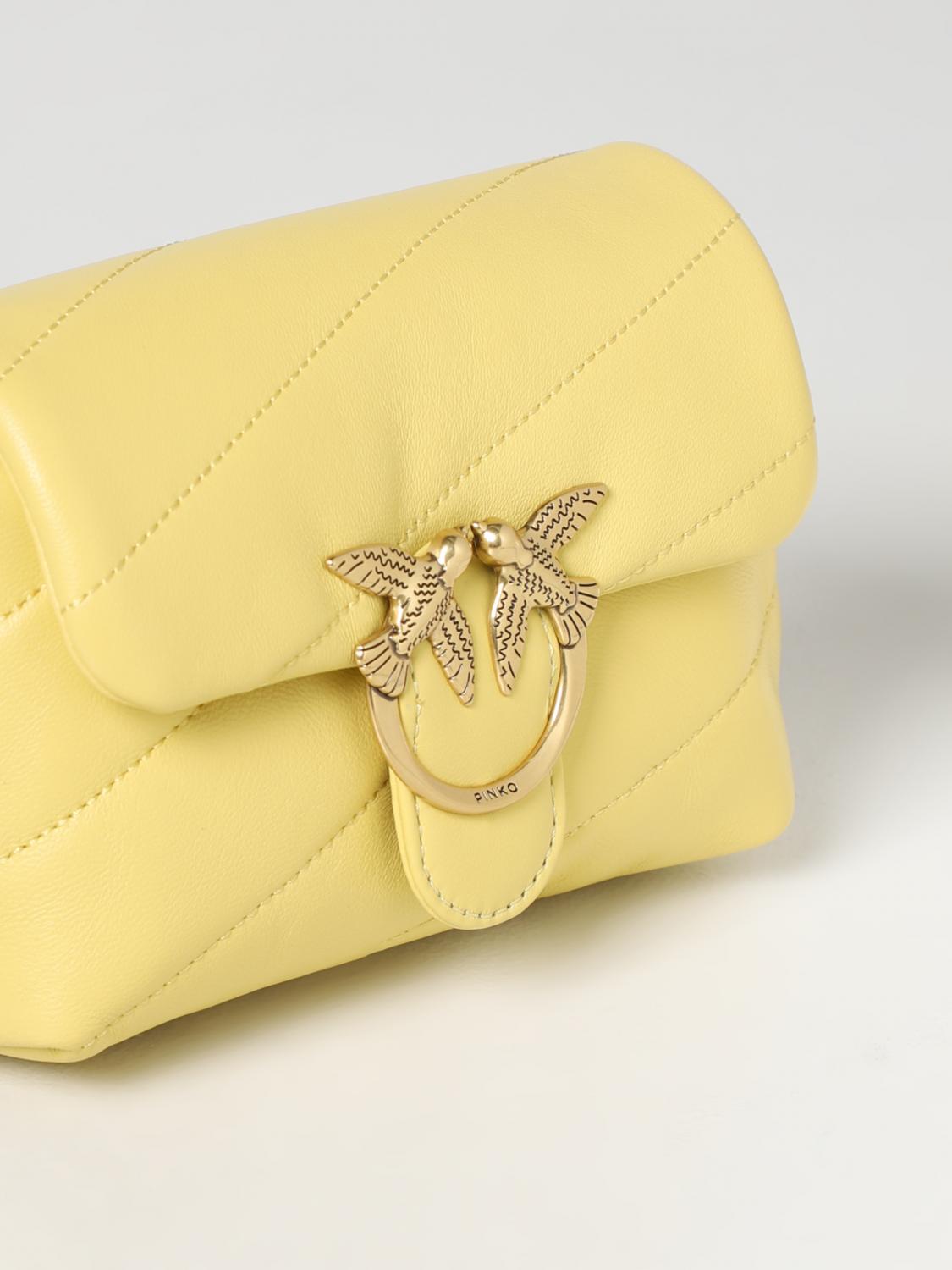 PINKO BORSA MINI: Borsa Love Bag Puff Pinko in nappa trapuntata, Giallo - Img 3