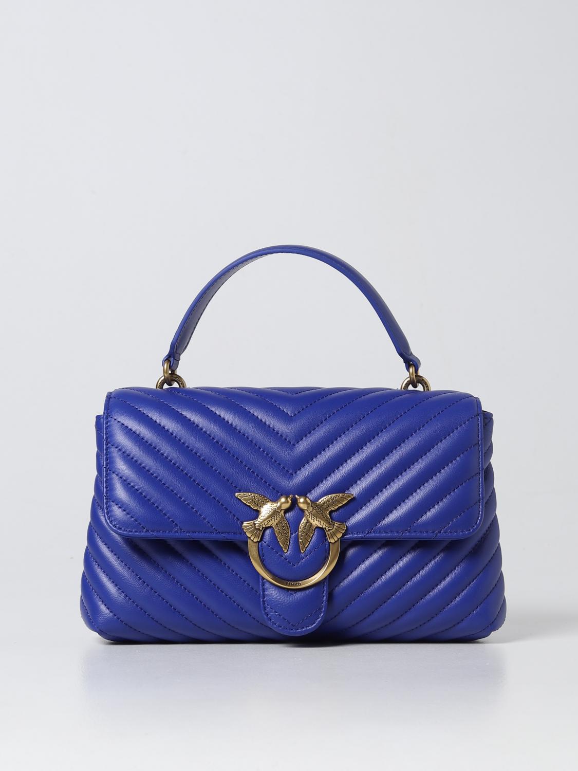 PINKO BORSA A MANO: Borsa Love Lady Puff Pinko in nappa trapuntata chevron , Blue - Img 1