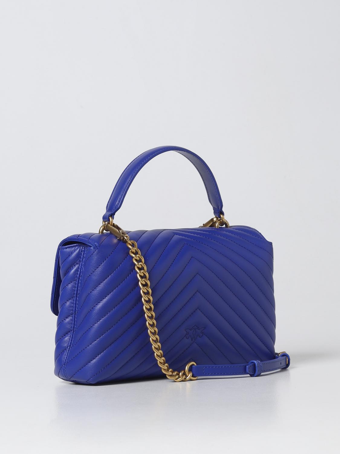 PINKO BORSA A MANO: Borsa Love Lady Puff Pinko in nappa trapuntata chevron , Blue - Img 2