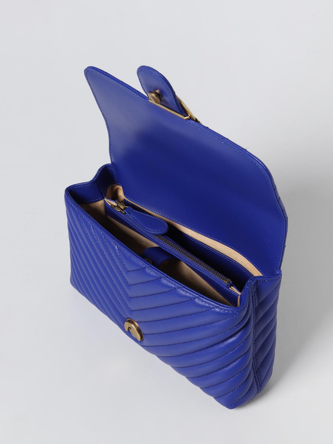 PINKO BORSA A MANO: Borsa Love Lady Puff Pinko in nappa trapuntata chevron , Blue - Img 3