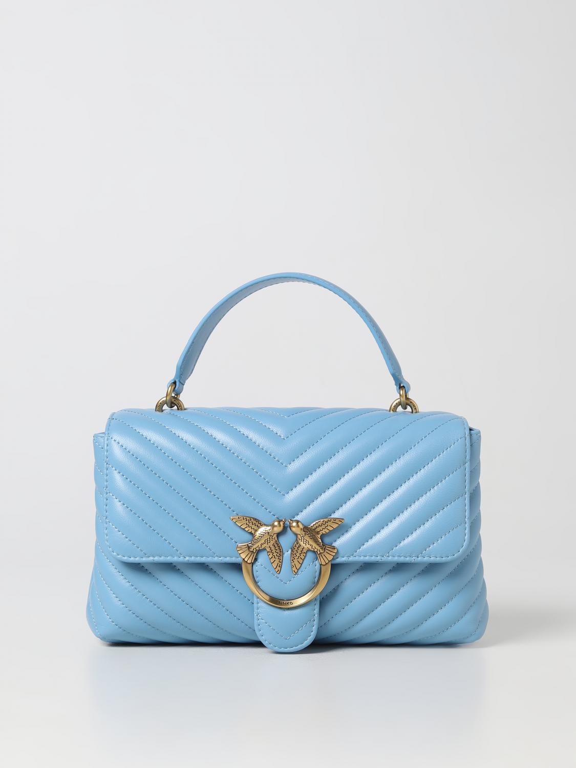 PINKO BORSA A MANO: Borsa Love Lady Puff Pinko in nappa trapuntata chevron , Azzurro - Img 1