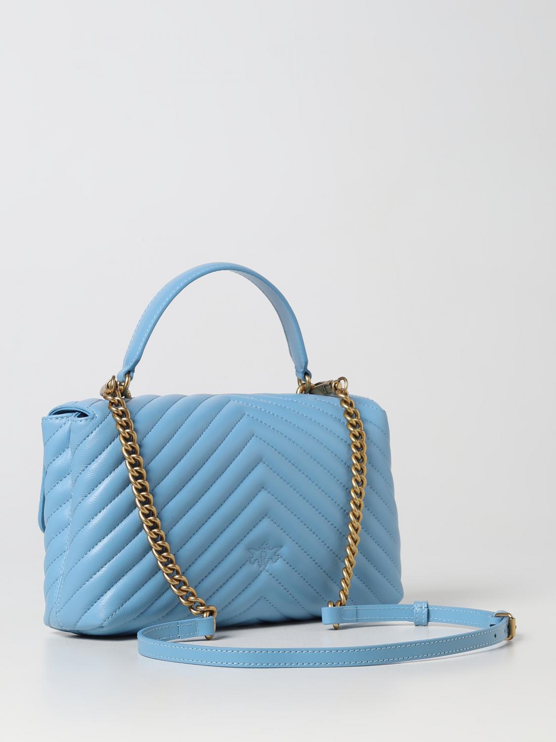 PINKO BORSA A MANO: Borsa Love Lady Puff Pinko in nappa trapuntata chevron , Azzurro - Img 2