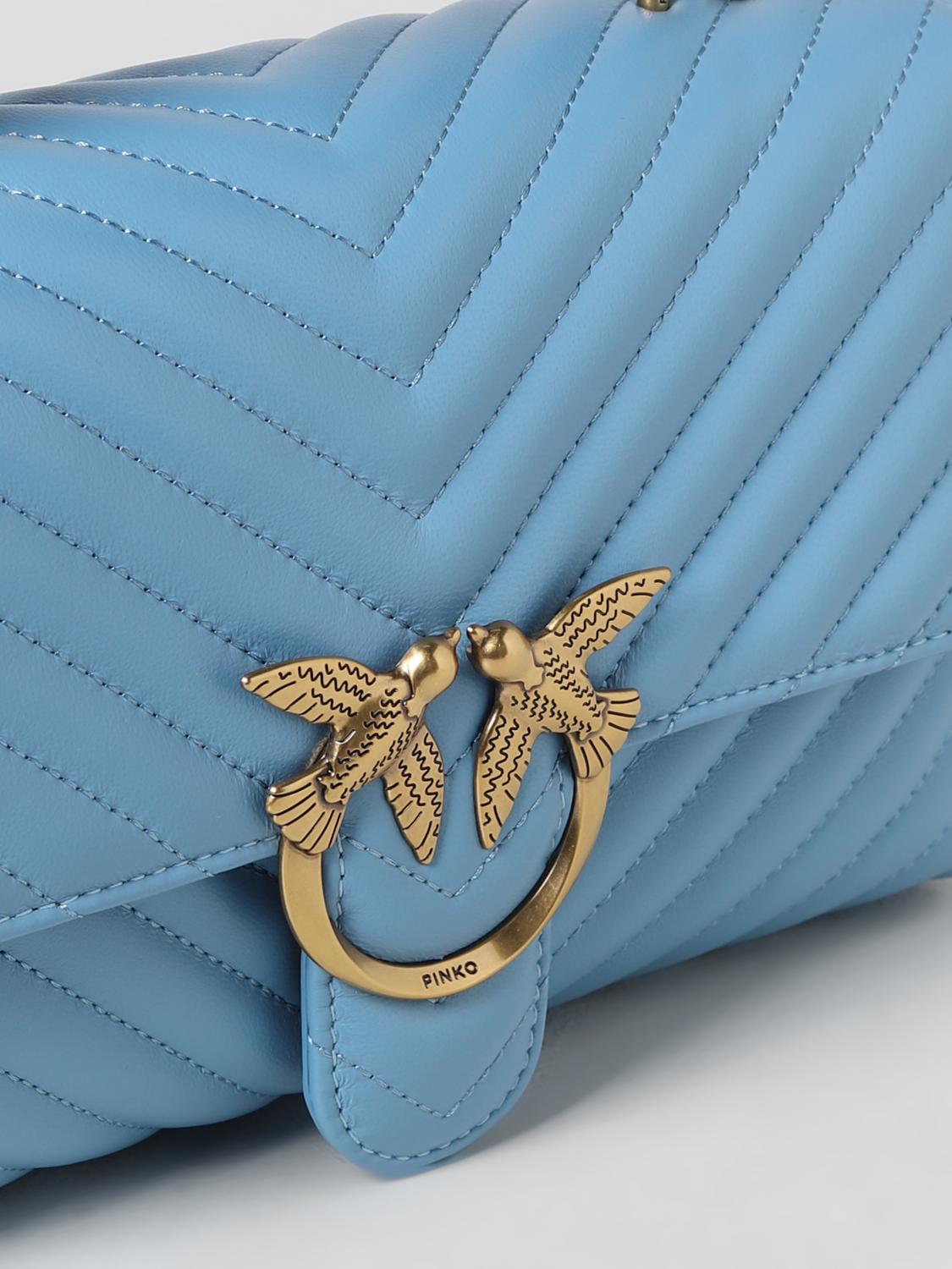 PINKO BORSA A MANO: Borsa Love Lady Puff Pinko in nappa trapuntata chevron , Azzurro - Img 3