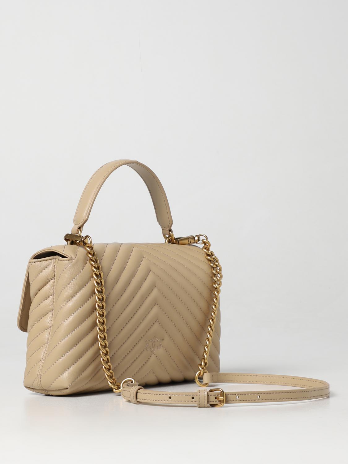 PINKO BORSA A MANO: Borsa Love Lady Puff Pinko in nappa trapuntata chevron , Beige - Img 2