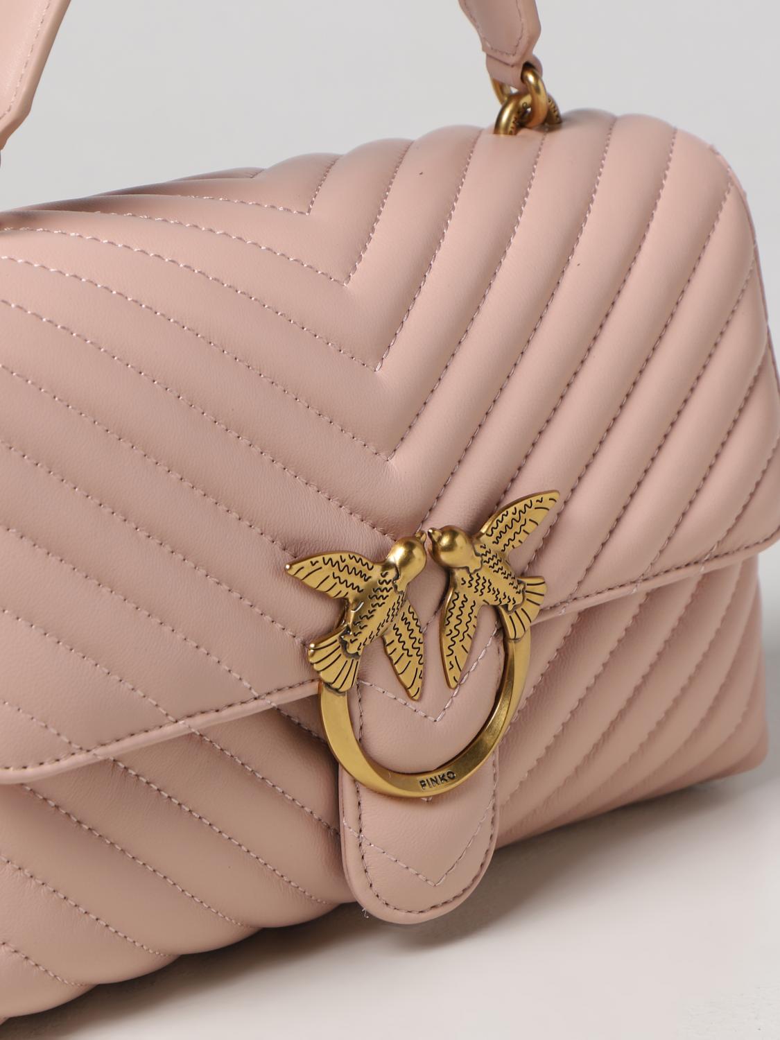 PINKO BORSA A MANO: Borsa Love Lady Puff Pinko in nappa trapuntata chevron , Cipria - Img 3
