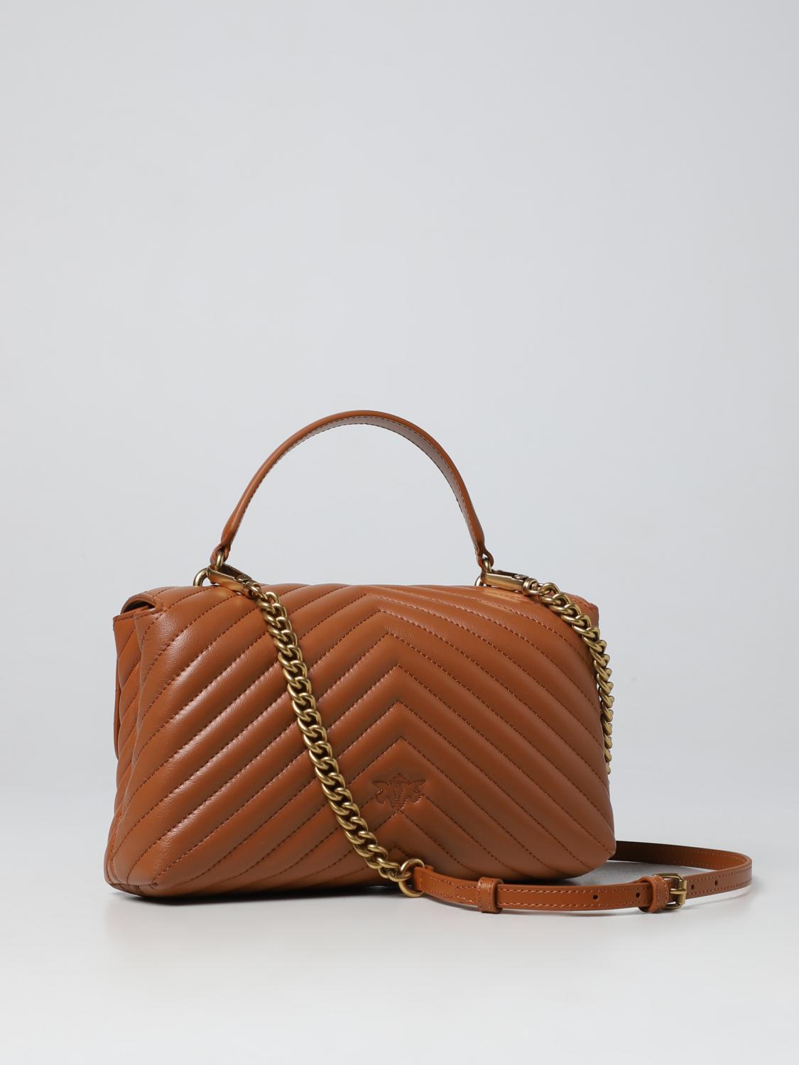 PINKO BORSA A MANO: Borsa Love Lady Puff Pinko in nappa trapuntata chevron , Cuoio - Img 2