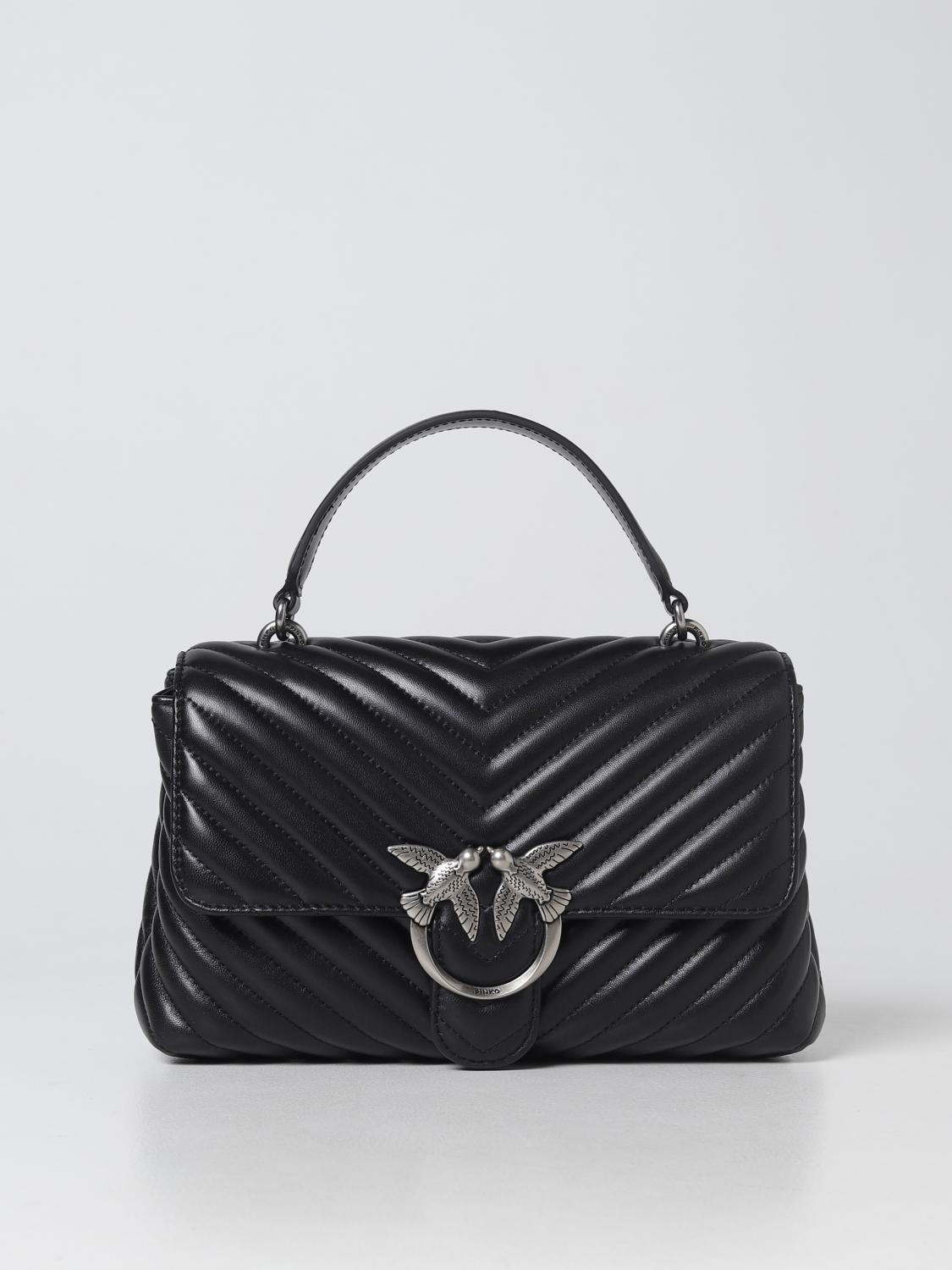 PINKO BORSA A MANO: Borsa Love Lady Puff Pinko in nappa trapuntata chevron , Nero 1 - Img 1
