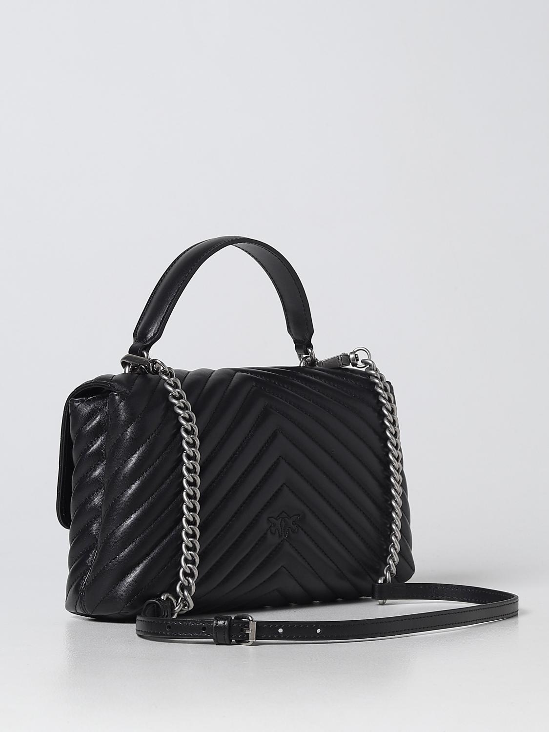 PINKO BORSA A MANO: Borsa Love Lady Puff Pinko in nappa trapuntata chevron , Nero 1 - Img 2