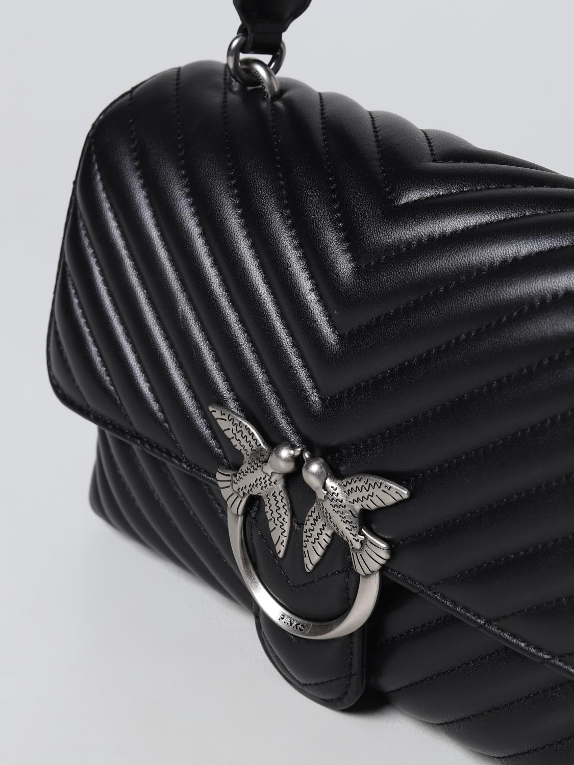 PINKO BORSA A MANO: Borsa Love Lady Puff Pinko in nappa trapuntata chevron , Nero 1 - Img 3