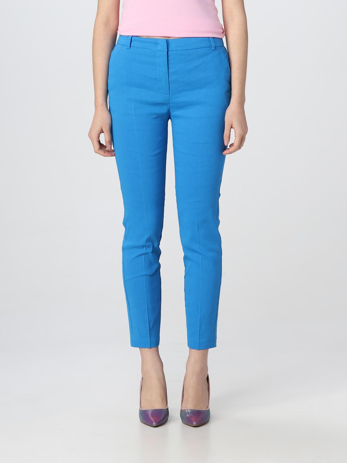 PINKO PANTALONI: Pantalone Pinko in misto lino stretch, Azzurro - Img 1