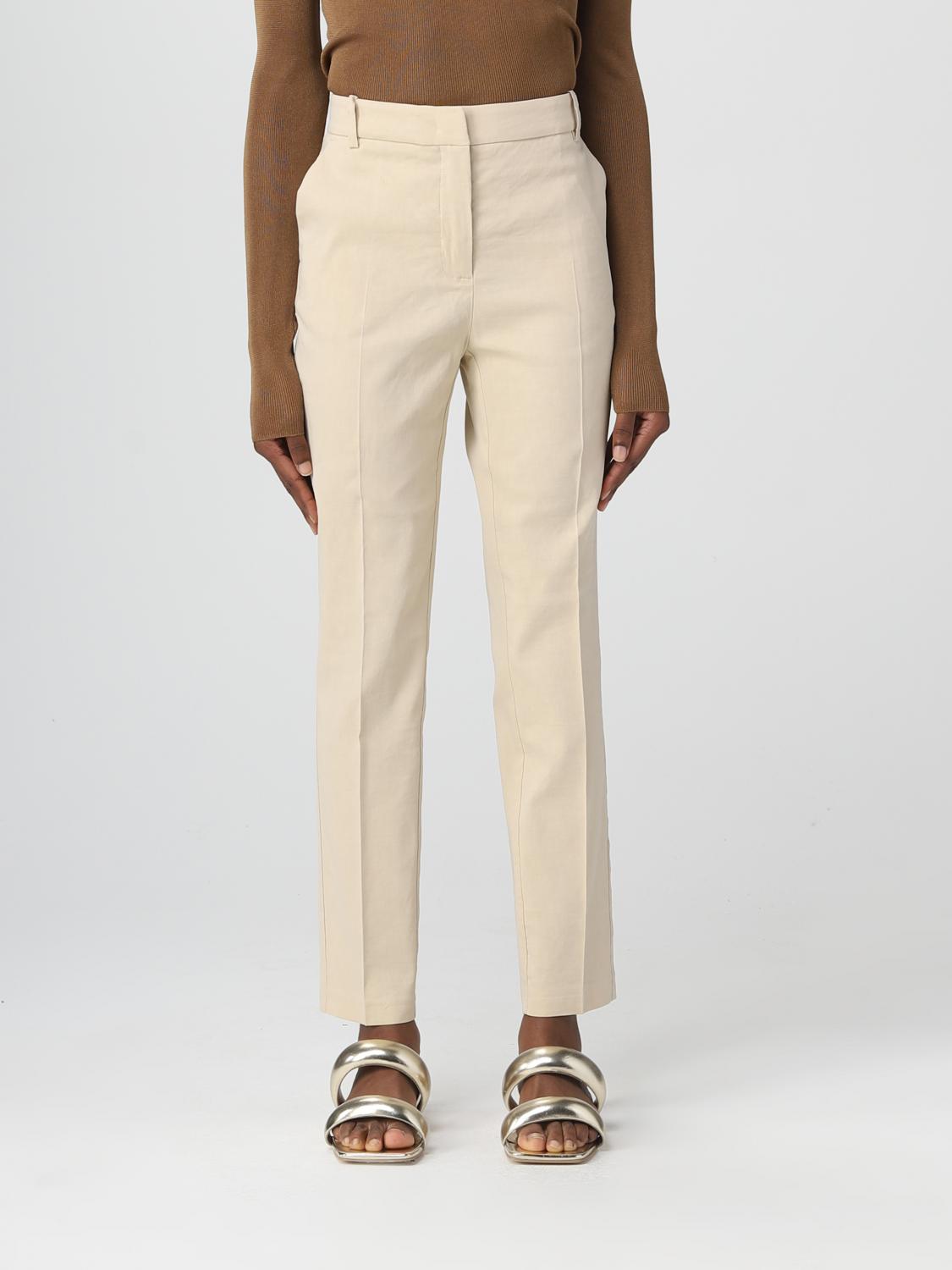 PINKO PANTALONI: Pantalone Pinko in misto lino stretch, Beige - Img 1