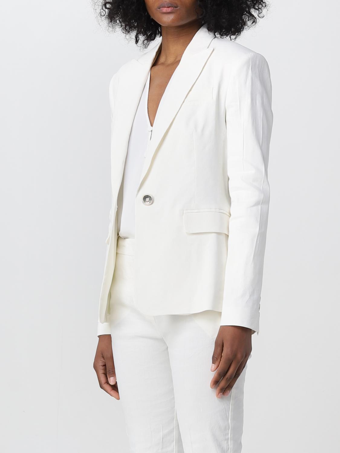 PINKO GIACCA: Blazer Equilibrato Pinko in misto lino, Bianco - Img 4