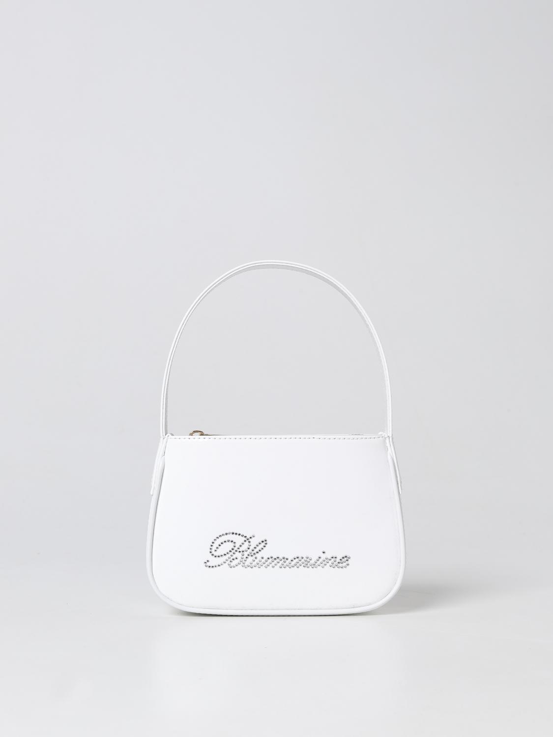 BLUMARINE BORSA MINI: Borsa Blumarine in vernice con logo, Bianco - Img 1