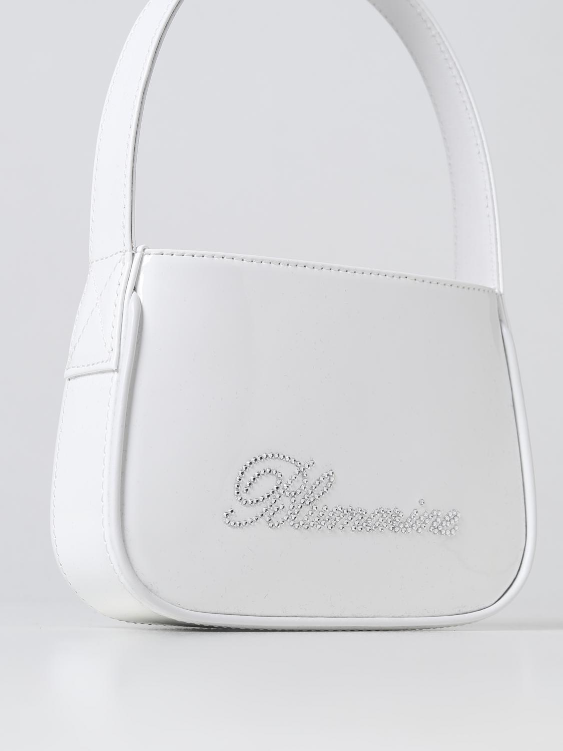 BLUMARINE BORSA MINI: Borsa Blumarine in vernice con logo, Bianco - Img 3