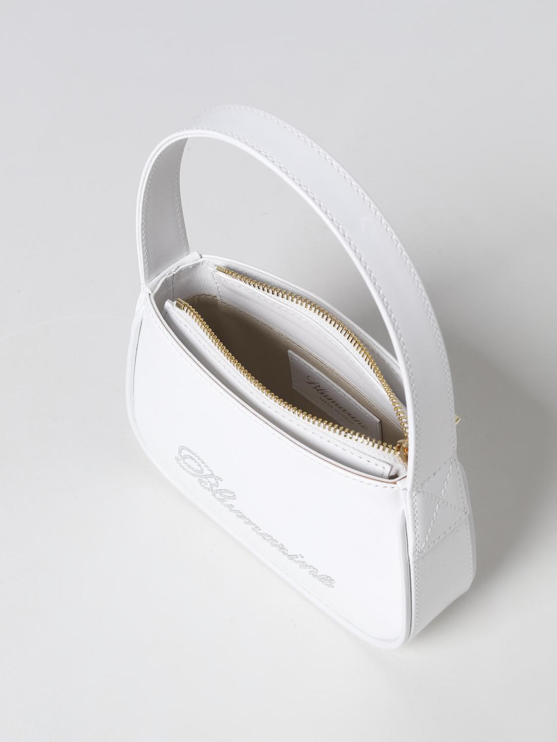 BLUMARINE BORSA MINI: Borsa Blumarine in vernice con logo, Bianco - Img 4