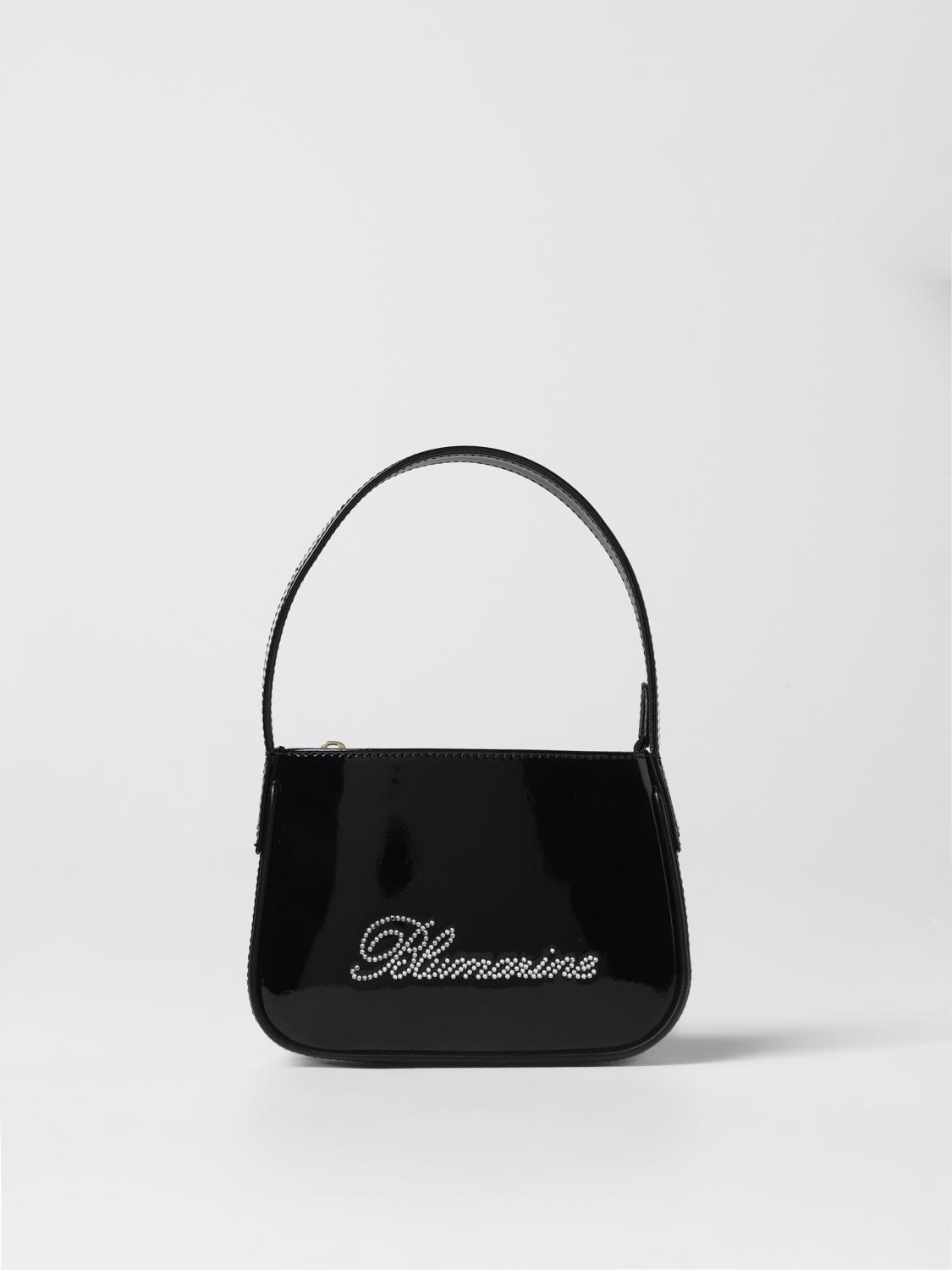 BLUMARINE BORSA MINI: Borsa Blumarine in vernice con logo, Nero - Img 1