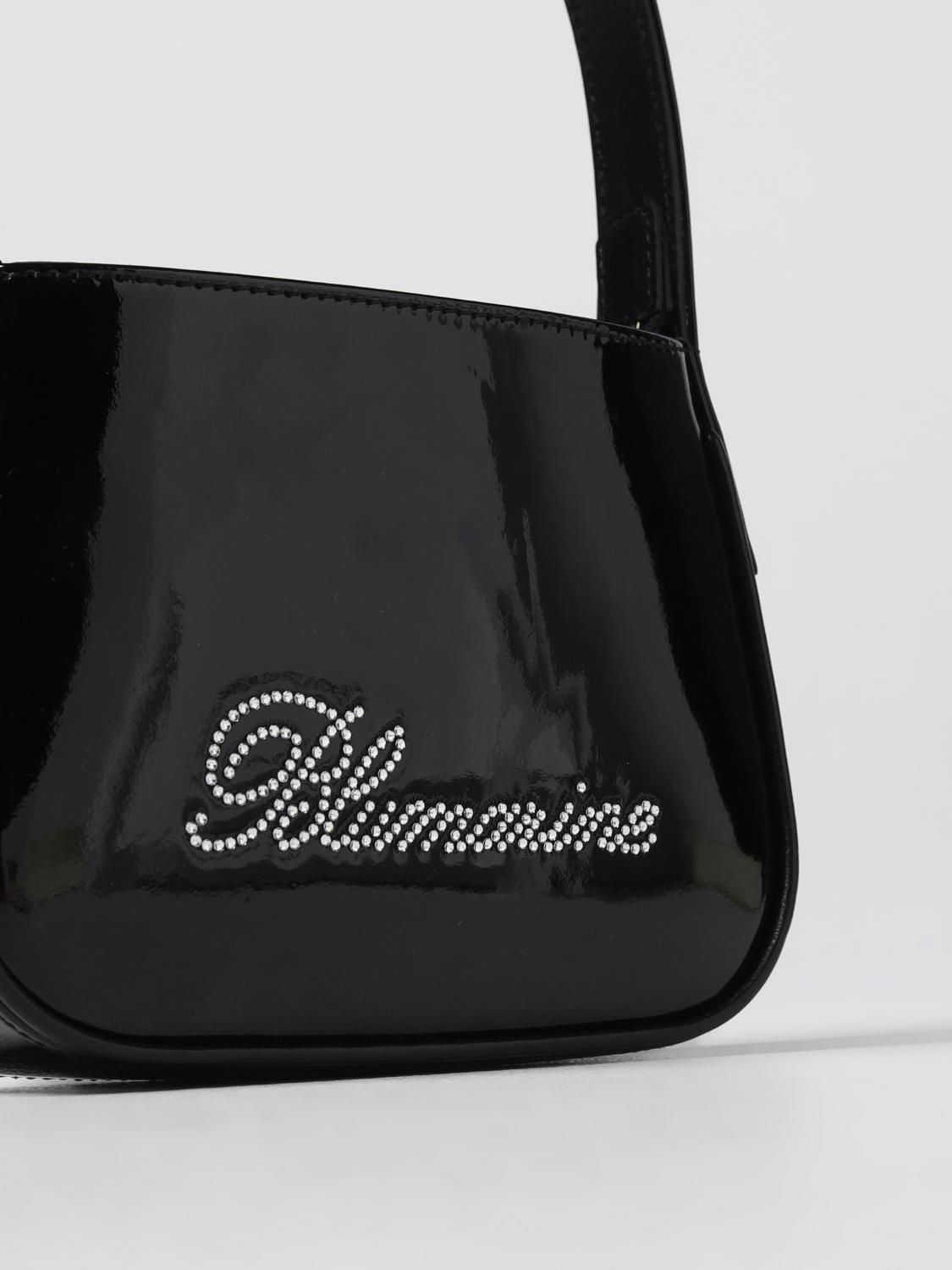 BLUMARINE BORSA MINI: Borsa Blumarine in vernice con logo, Nero - Img 3