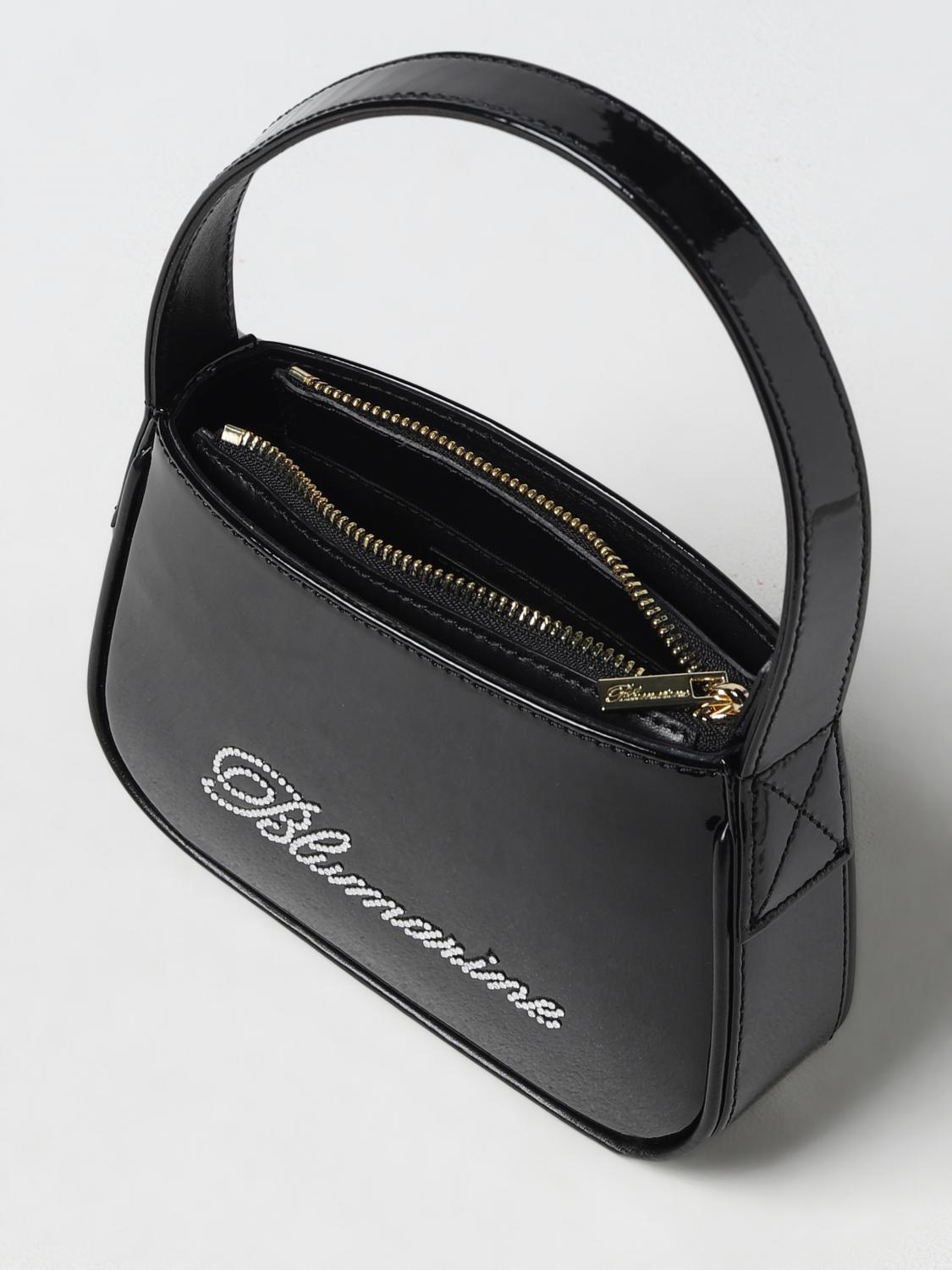 BLUMARINE BORSA MINI: Borsa Blumarine in vernice con logo, Nero - Img 4