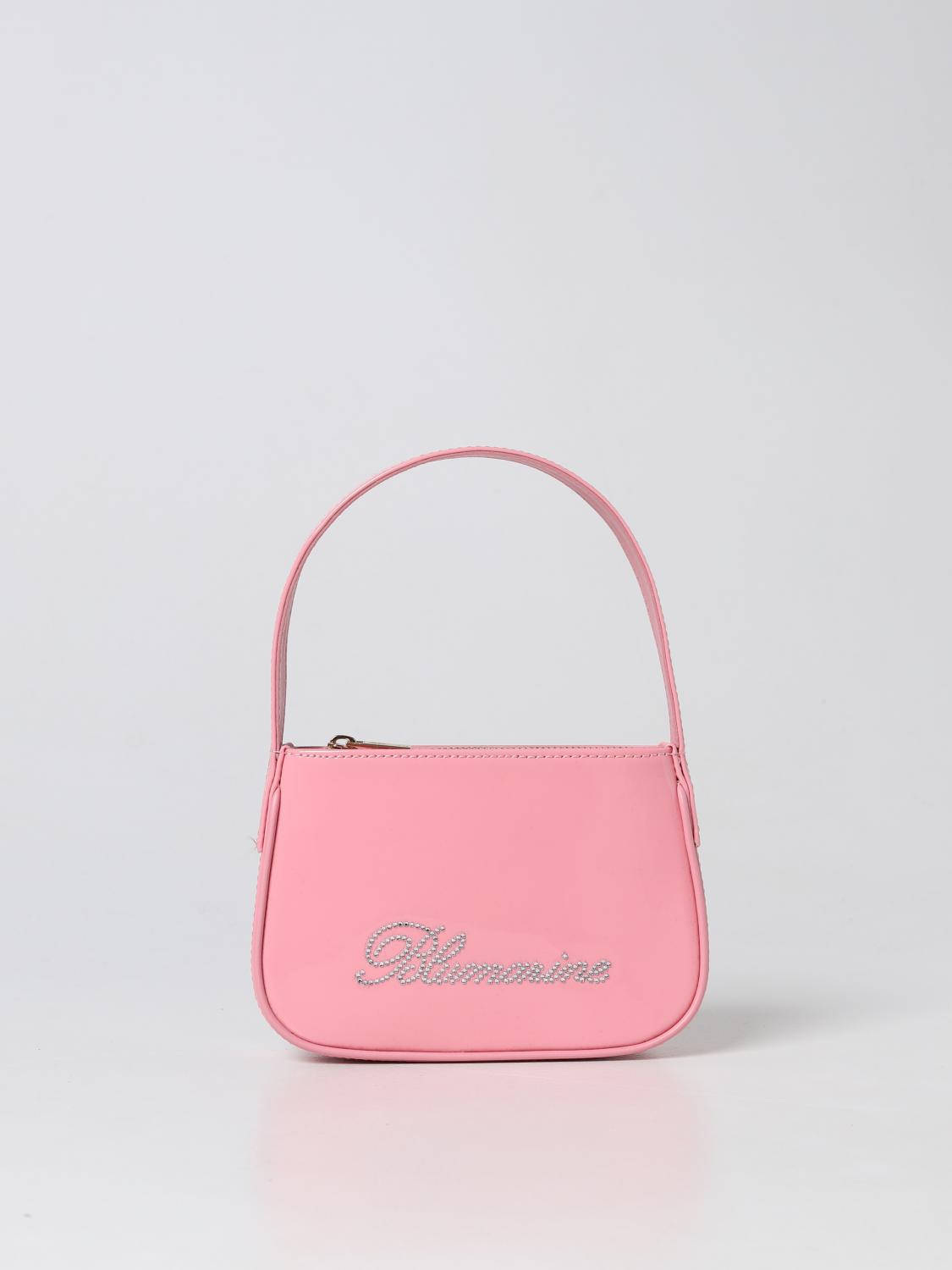 BLUMARINE BORSA MINI: Borsa Blumarine in vernice con logo, Rosa - Img 1