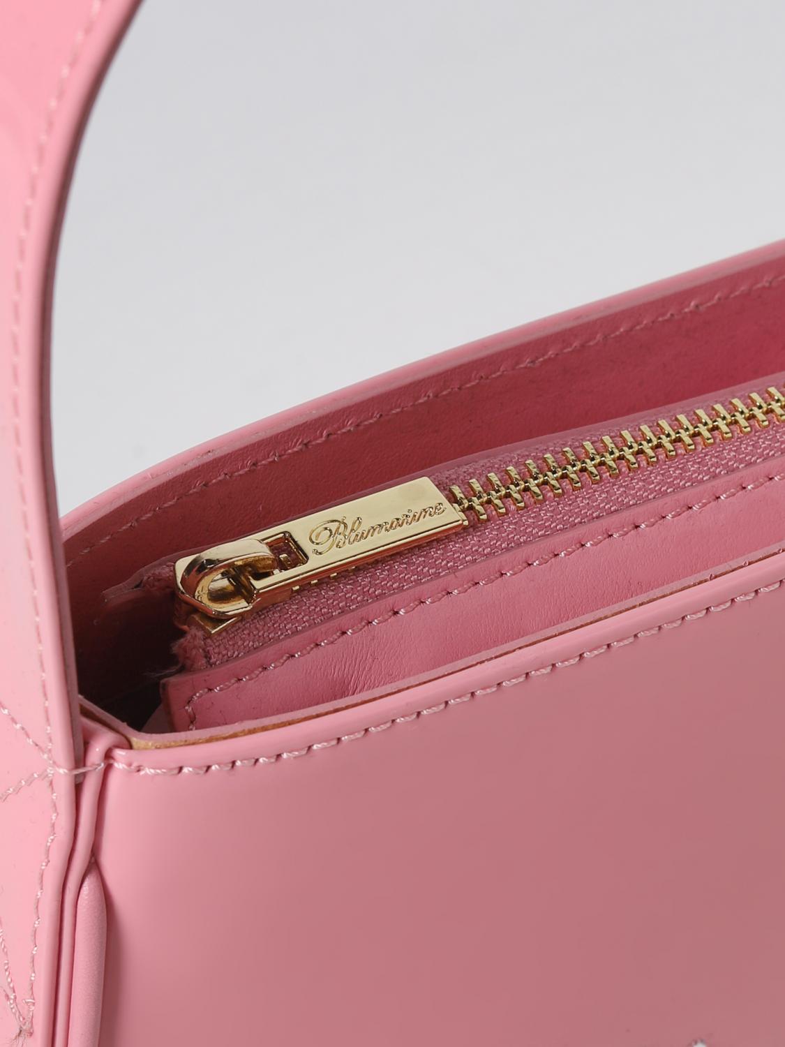 BLUMARINE BORSA MINI: Borsa Blumarine in vernice con logo, Rosa - Img 3