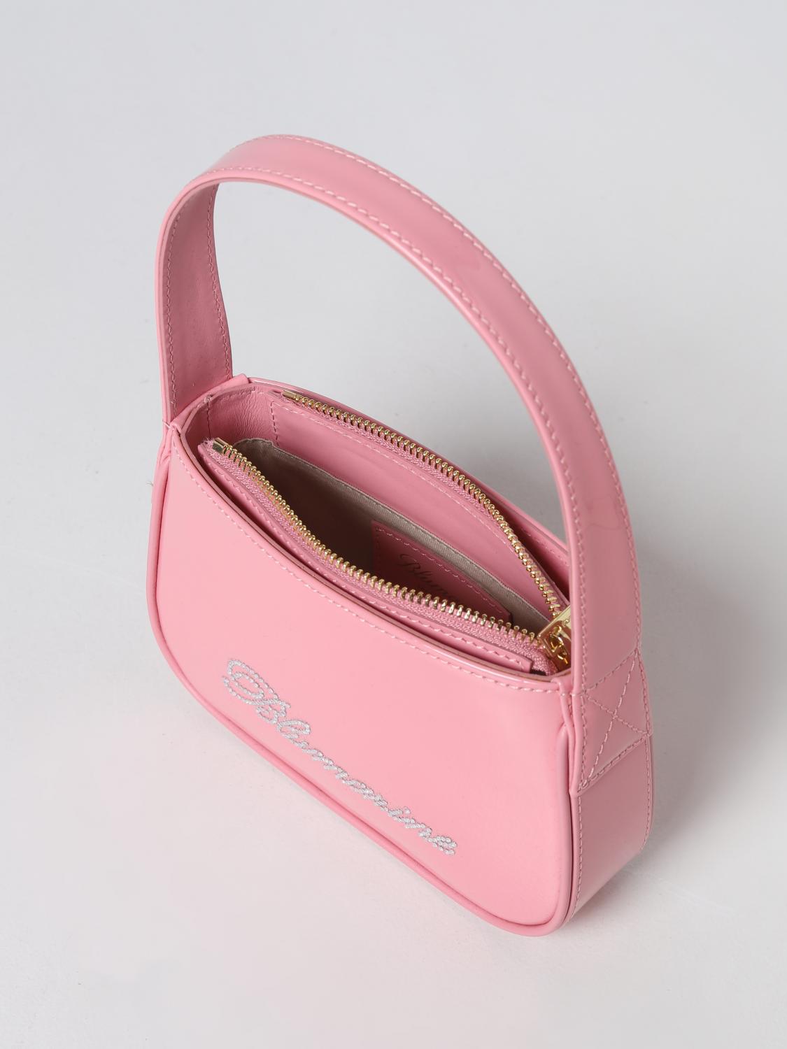 BLUMARINE BORSA MINI: Borsa Blumarine in vernice con logo, Rosa - Img 4