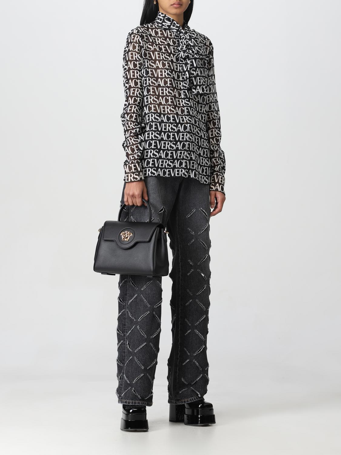VERSACE HANDBAG: Versace bag in grained leather, Black - Img 2