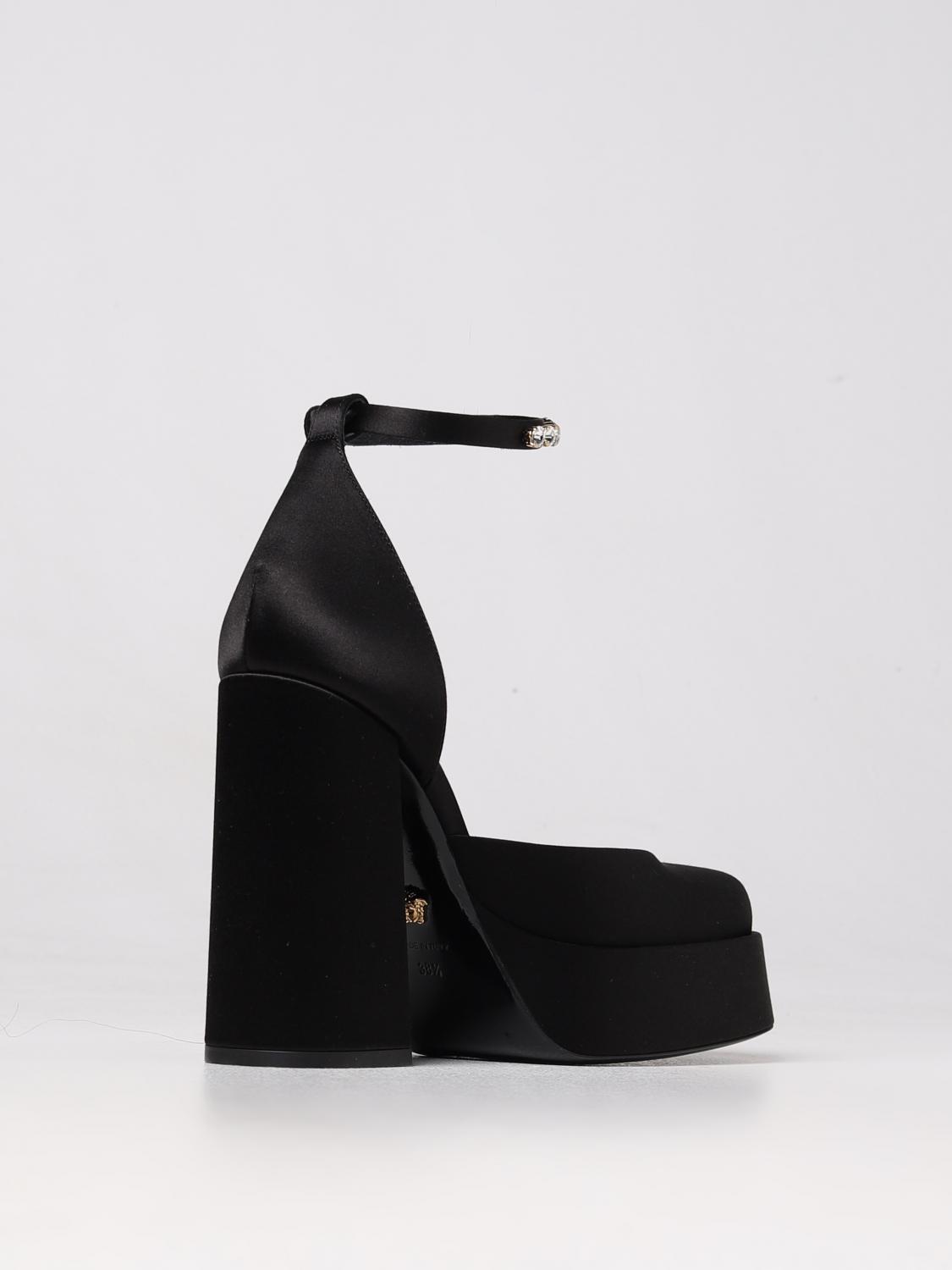 VERSACE DÉCOLLETÉ: Décolléte con plateau Medusa Aevitas Versace in raso, Nero - Img 3