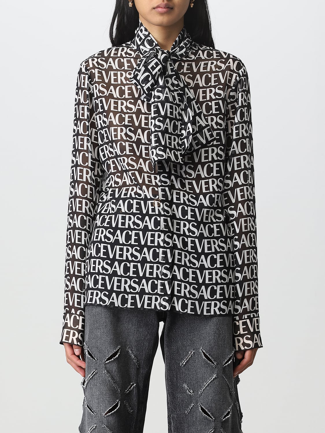 VERSACE HEMDBLUSE: Hemdbluse damen Versace, Schwarz - Img 1