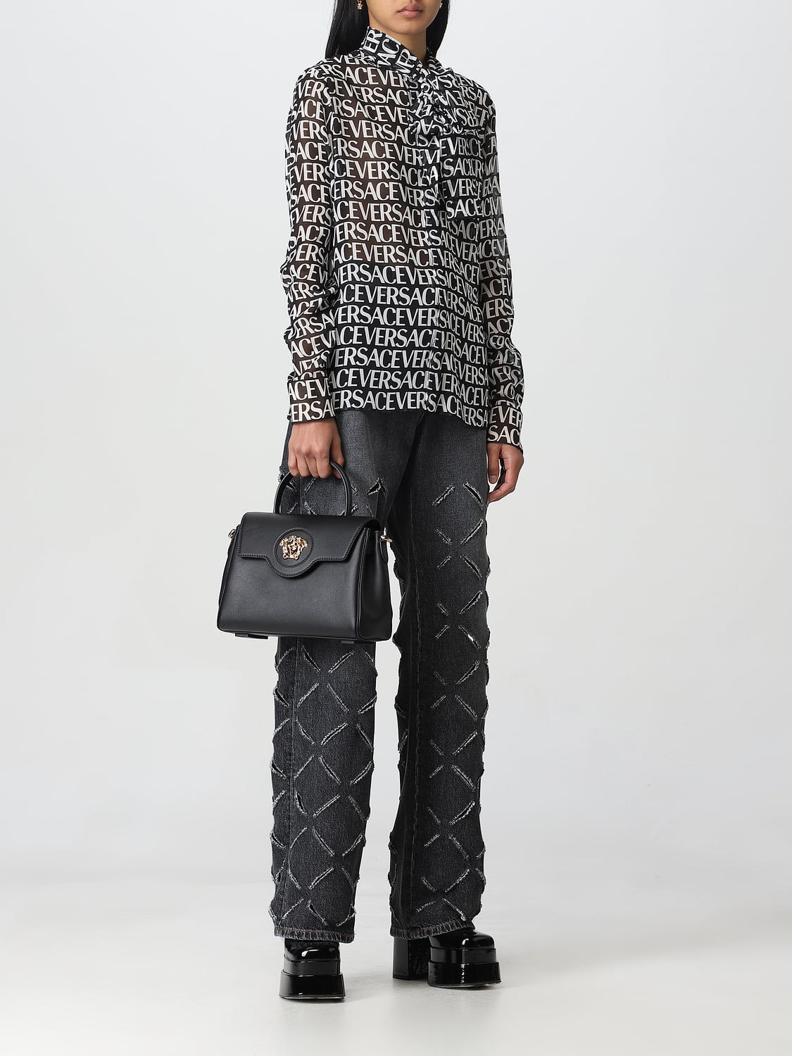 VERSACE HEMDBLUSE: Hemdbluse damen Versace, Schwarz - Img 2