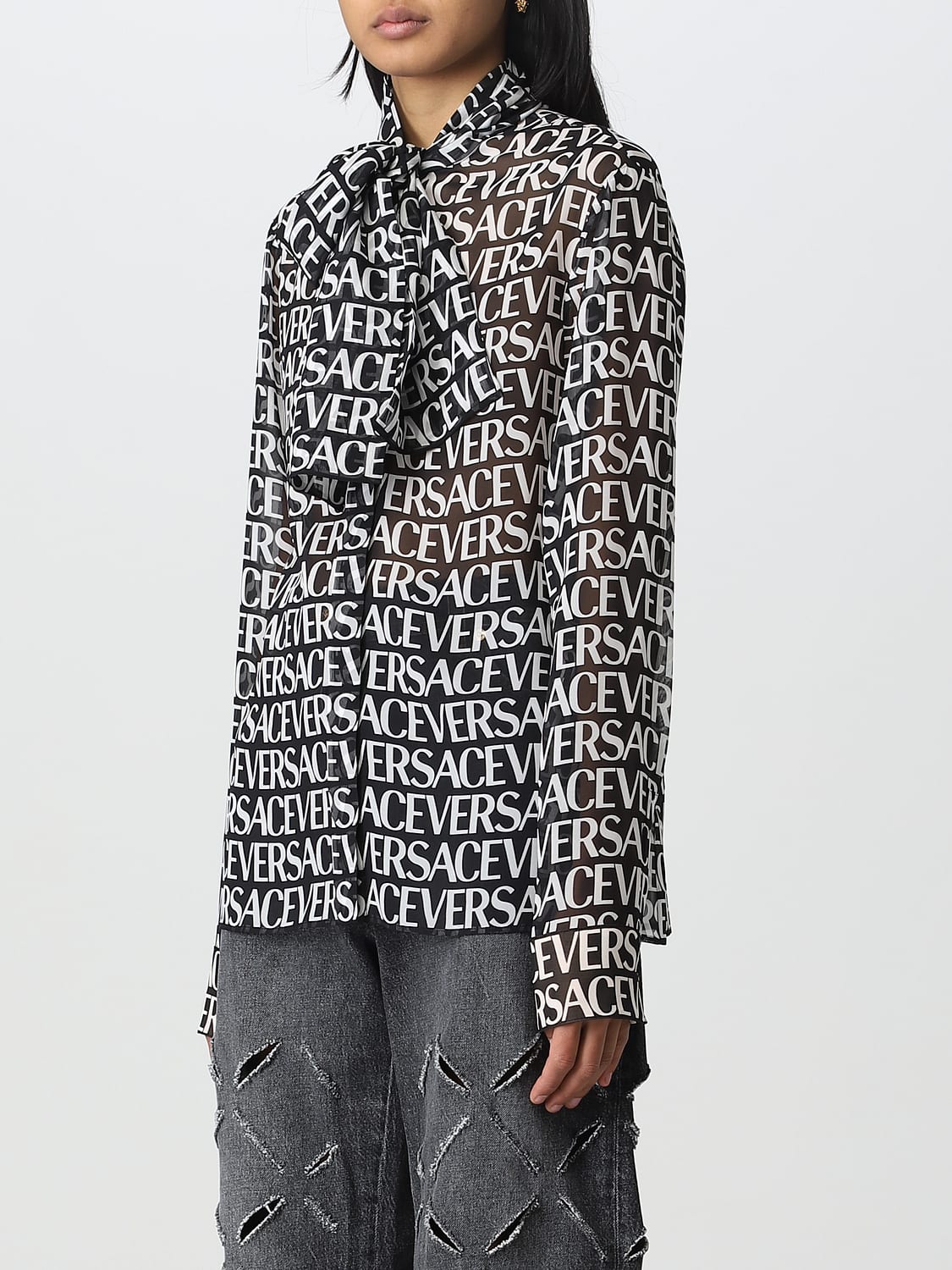 VERSACE HEMDBLUSE: Hemdbluse damen Versace, Schwarz - Img 4