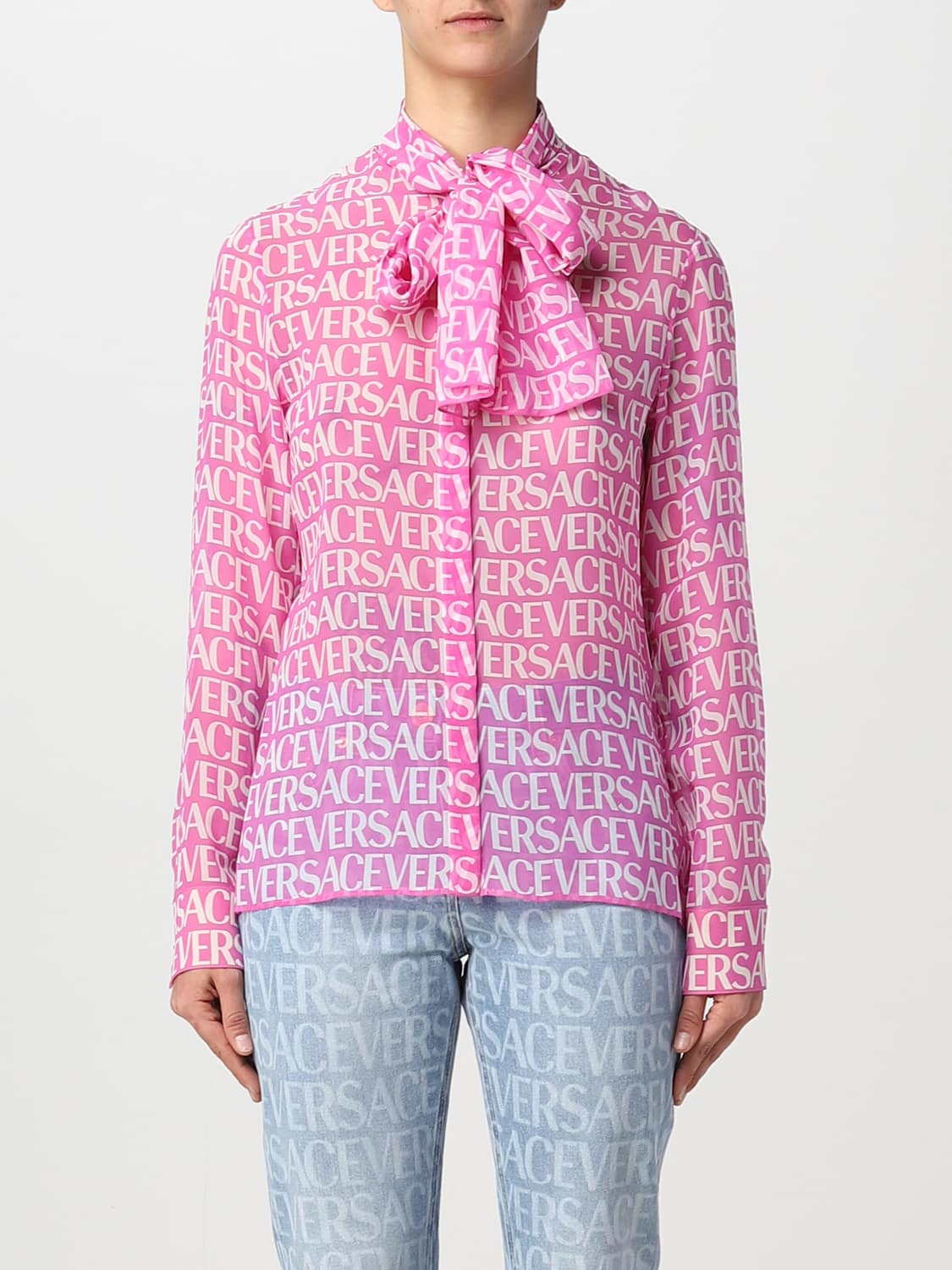VERSACE HEMDBLUSE: Hemdbluse damen Versace, Pink - Img 1