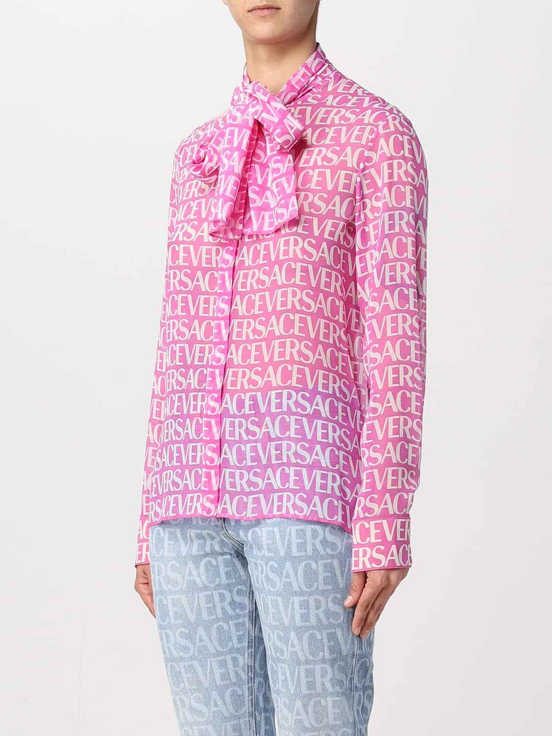 VERSACE HEMDBLUSE: Hemdbluse damen Versace, Pink - Img 4