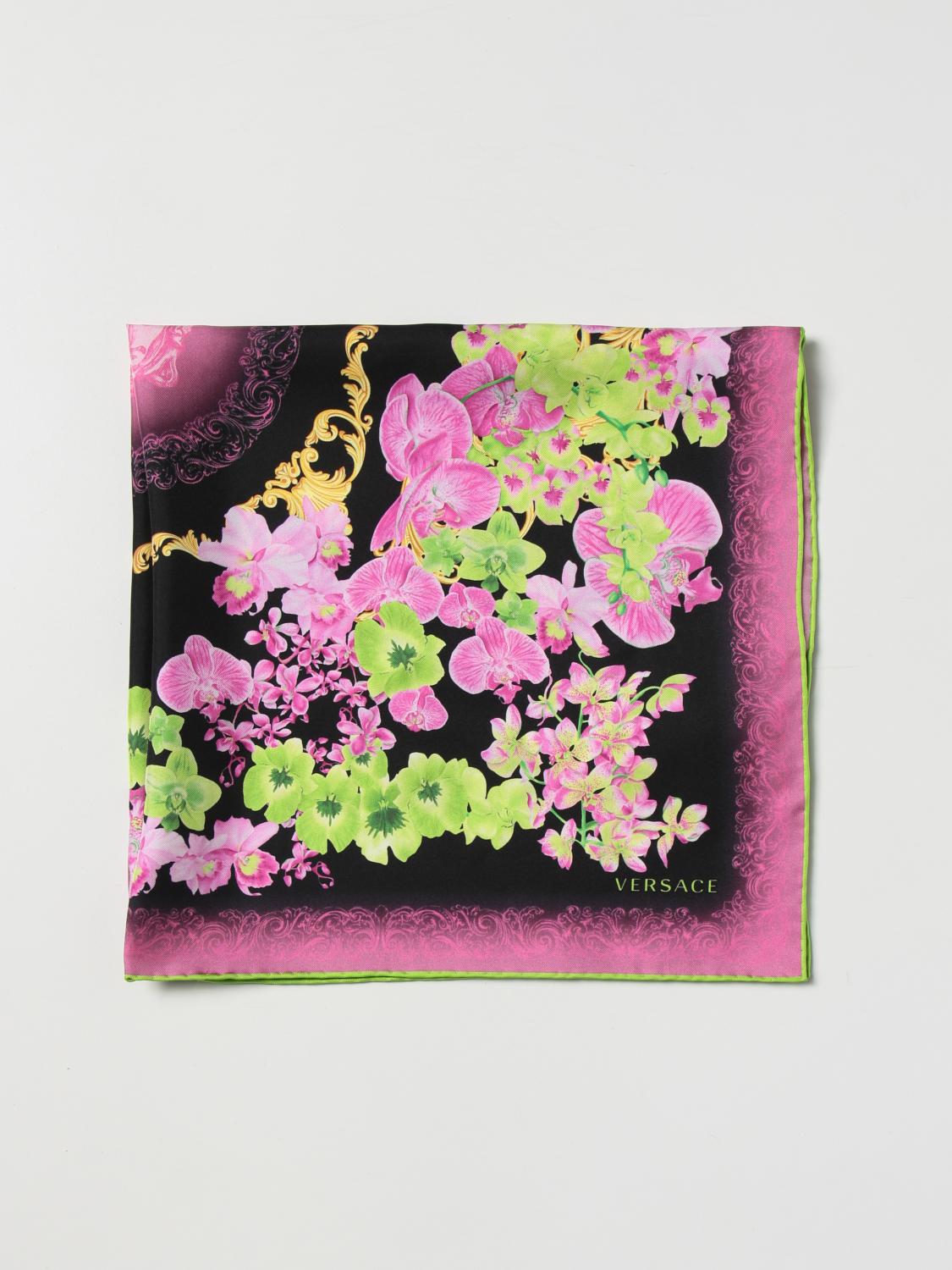 VERSACE FOULARD: Foulard Baroque Orchid Versace in seta, Nero - Img 1
